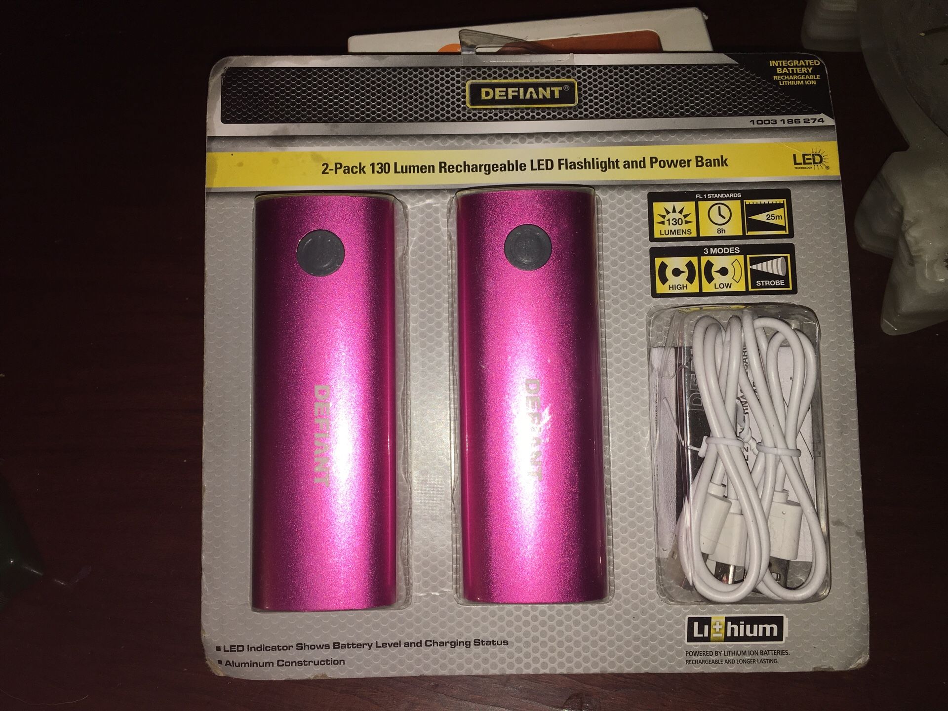 Defiant 2 pack rechargeable flashlight and power bank