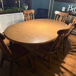 Solid Wood Dining Table + 5 Matching Chairs – $200