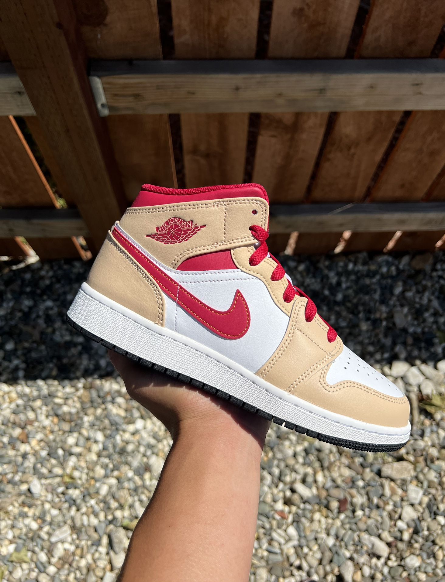 Jordan 1 Mid Curry Cardinal (Size 5.5Y)