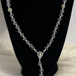 Catholic Clear Crystal Beads Rosary Holy Silver Crucifix with Jerusale