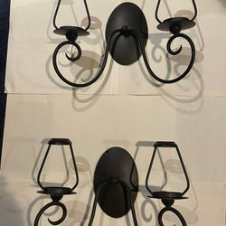 Pair Of Black Metal Wall Sconces