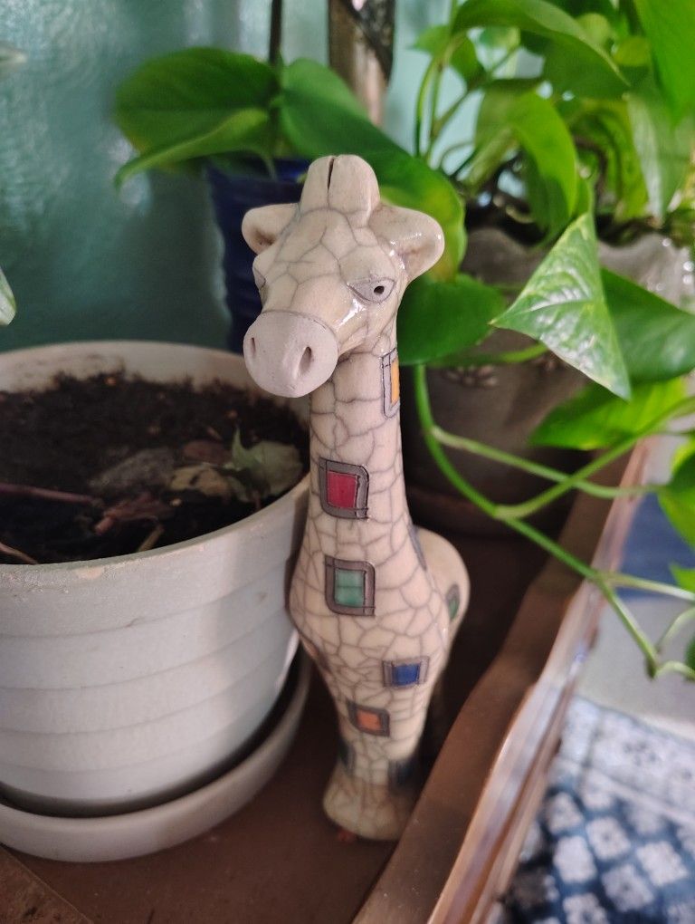Ceramic Raku Giraffe From South Africa