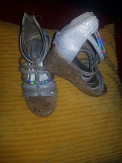 Silver Dress Heels Sandals Size 1 