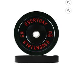 FlexWave Black Olympic Bumper Plate Sets – Steel-Hub Rubber Plates 55lb set