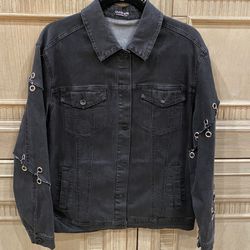 Black Chain Denim Jacket 