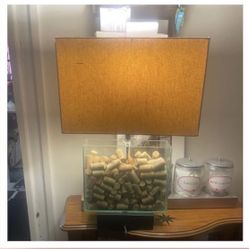 Pair Of 2 Pier One Fillable Glass Lamps With Corks And Vintage Bottle Caps