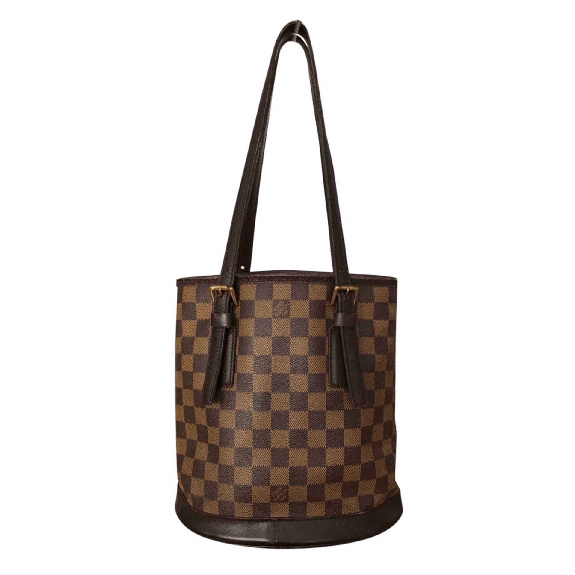 Authentic Louis Vuitton Damier Ebene Marais Bucket Shoulder Tote Bag