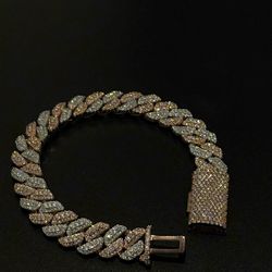 Iced Out 8mm 7inch MOISSANITE cuban link bracelet 