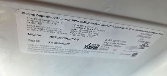 Maytag refrigerator/freezer