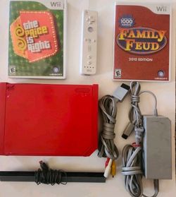 Nintendo Wii RVL-001 Red Bundle 2 Games 1 Controller Cables Tested Works! SeePic