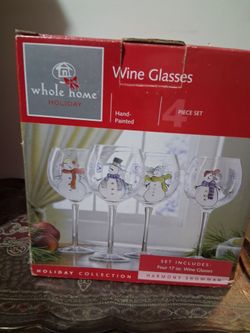 Whole home holiday set wine glasses new with box