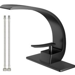 Grifo de lavabo de baño moderno de un solo orificio de 1 manija, grifos de latón macizo negro mate, grifos de baño únicos grifos mezcladores