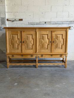 Vintage Danish Oak Cabinet by Knud Christensen, 1970s Brutalist Sideboard