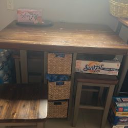 Solid Wood Table Great Quality With 4 Stools 