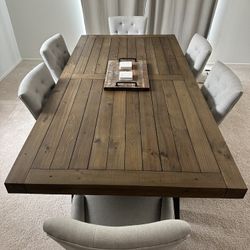 6 Person Dining Set Solid Wood Like New!!
