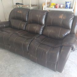 Brown Leather Recliner Couch Electric recliner MUST GO
