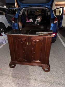 REAL WOOD AND GRANITE CABINET