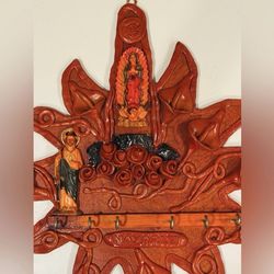 Original Vintage Calla Lily Antique Fine Art Virgin Mother Mary Jesus Christ 17”