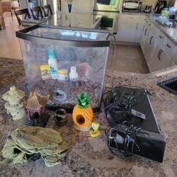 Fish Tank Loaded With Accessories As Pictured