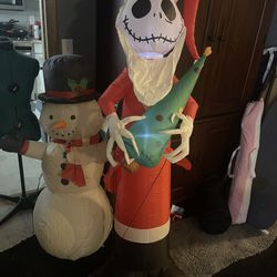 Jack Nightmare Before Christmas And Snowman Yard Inflatables