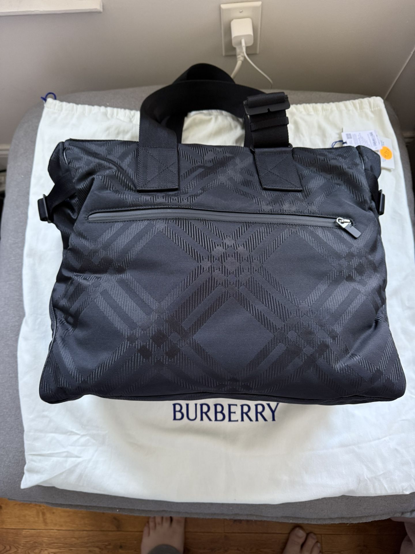 Burberry Nylon Jacquard Tote Bag