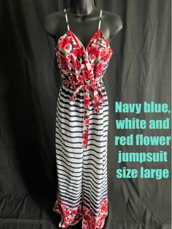 Floral Striped Jumpsuit Size Large