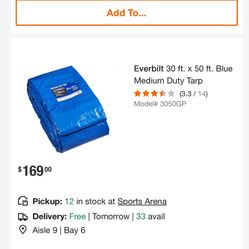 Slightly Used 30 X 50 Heavy Duty Blue Tarp