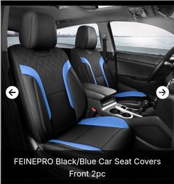 FEINEPRO Black/Blue Car Seat Covers Front 2pc