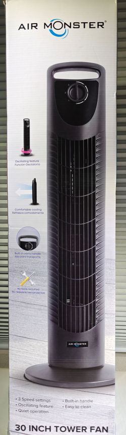 "NEW" AIR MONSTER, 30in 3-SPEED "OSCILLATING" STANDING TOWER FAN (black)!!