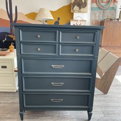 Grey Upright Dresser / Chest Of Drawers / Tallboy 