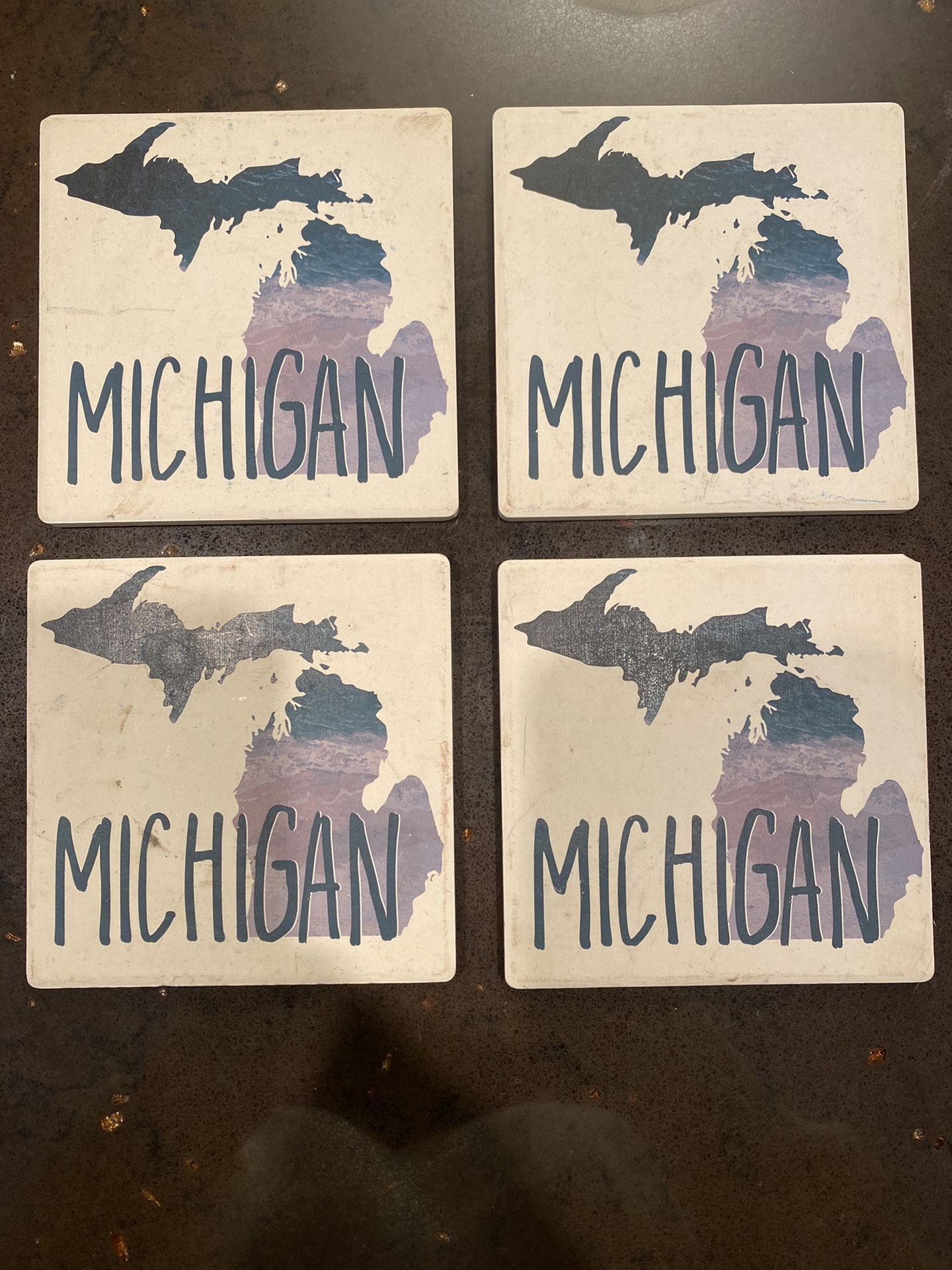 Ceramic Michigan Coasters - Set Of 4