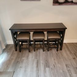 Counter Height Dining Table Set w/ 3 Stools – Power Outlet Included