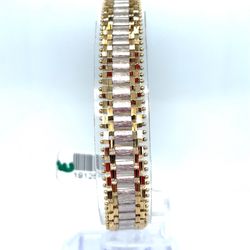 14Kt Two Tone Gold 7.5” Rolex Weave Style Bracelet 19.00g 10.7mm 192157/12