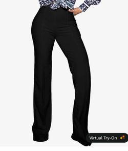 women's high waisted black flare pant slacks size Large