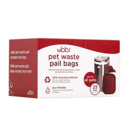 Ubbi Pet Waste Pail Bags, Cat Litter Box Cleaning Solution, Red 25ct Value Pack