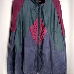 Med Vtg 80's COLORBLOCK Pierre Cardin Silk Zipper Lined Windbreaker Track Jacket