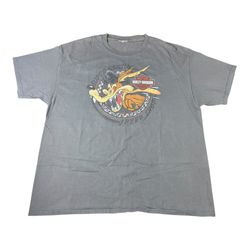 Y2K Harley-Davidson Looney Tunes “Super Genius Speed Shop” Wile E. Coyote Rock-N-Roll City Cleveland Ohio Biker Graphic Logo T-Shirt Adult Size XL