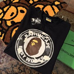 BAPE Busy Works Circle Ape Head Tee – Black – Large – Brand New