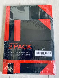 Hardcover Notebooks,Black and Red Color, 2pack With Size Of A4&A5