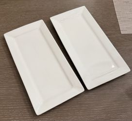 Pier 1 White Rectangular Serving Trays x2