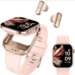 2 in 1 Smart Watches for Women,Waterproof Fitness Tracker Watch with Wireless Earphone Compatible for Android iOS