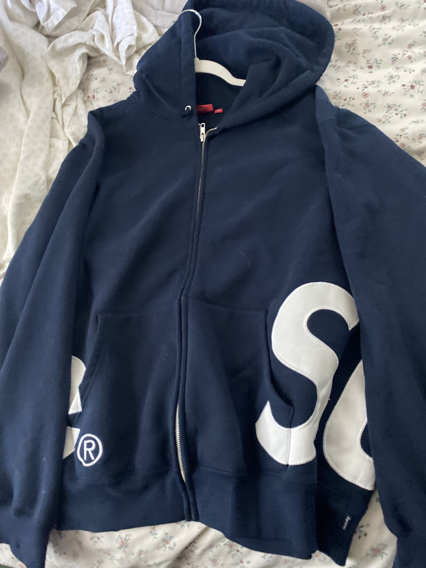 トップス Supreme Big Logo Zip Up Hooded Navy L Supreme Big Logo Paneled Zip Up Hooded Sweatshirt Navy Large | eBay