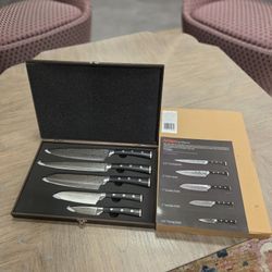 High Quality 5 Piece German Knife Set With Japanese Damascus Style Pattern