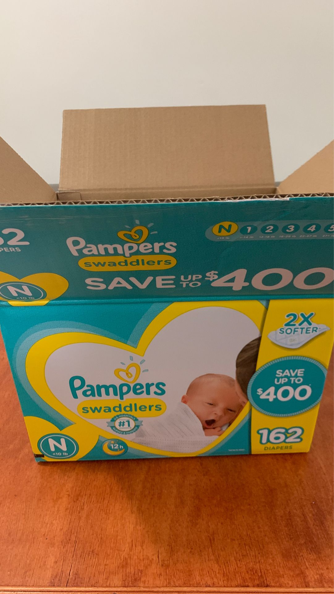 Pampers diapers unused portion size newborn