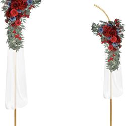 Metal Arch Backdrop Stand, Gold Curved Top Wedding Arch Set of 2 (7.5FT/6.2FT) Wedding Arches Frames for Ceremony, Baby Shower,Birthday Party, Anniver