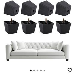 4 Plastic Furniture Legs Black Sofa Legs with M8 Bolts Square Furniture Feet for Couch Beds Table Sofa, 3x2.2x2.6