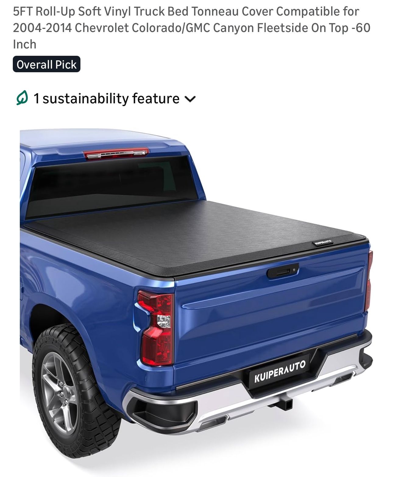 YSKJATPT 5ft Soft Roll Up Truck Bed Tonneau Cover for 2004-2014 Chevy Colorado GMC Canyon, Waterproof