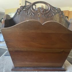 Beautiful Hand Made Hand Carved vintage magazine / newspaper holder 