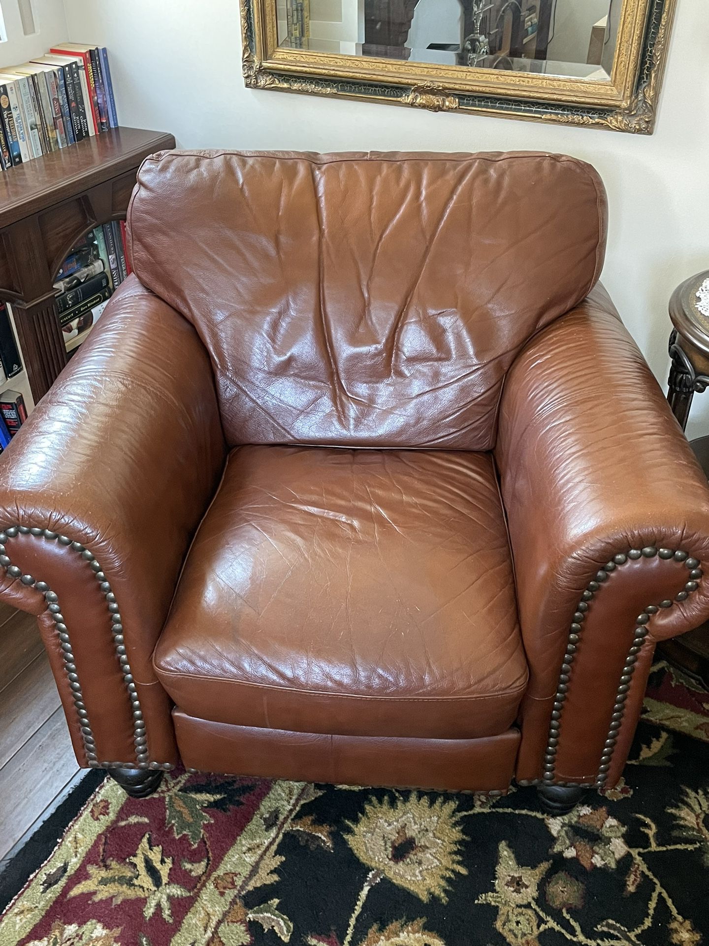 Reddish Brown Leather Reclining Chair