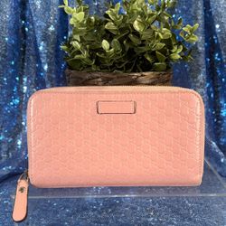 Gucci Microguccissima Pink Zip Around Wallet